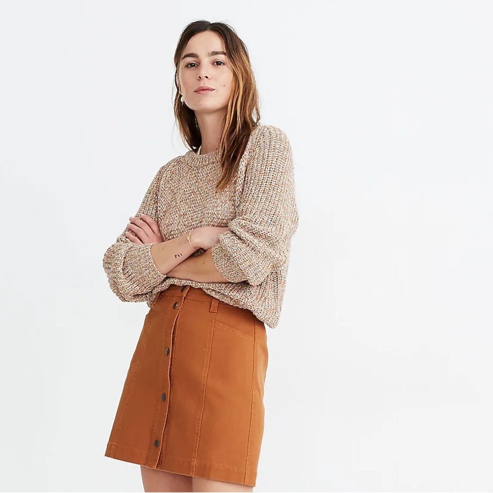 Madewell A Line Button Front Pocket Mini Skirt